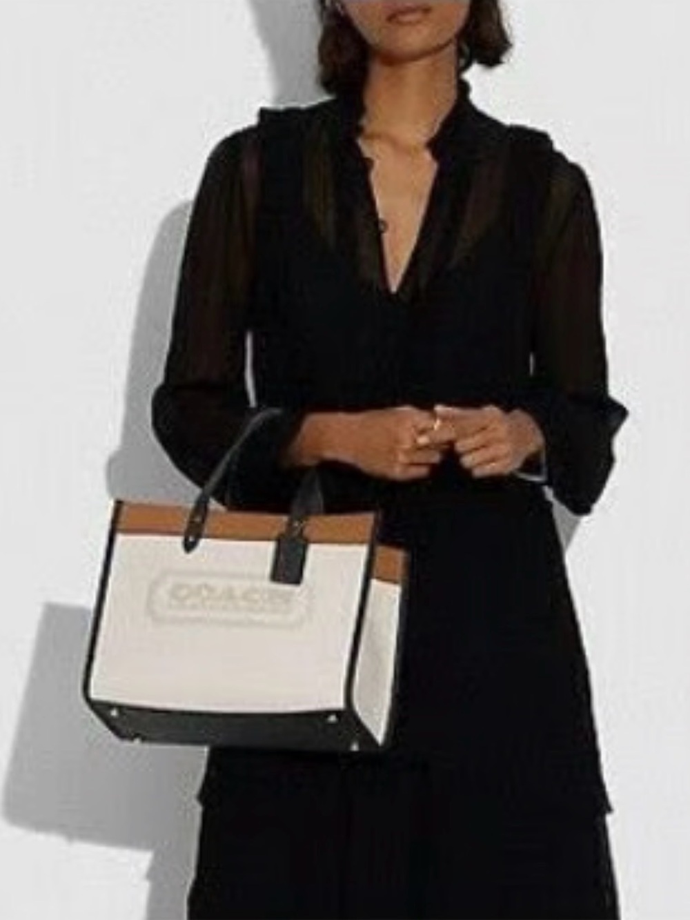 COACH J2139 FIELD TOTE 30 COLORBLOCK CHALK MULTI WITH COACH BADGE BAG 🌟EUC🌟 - Picture 4 of 17